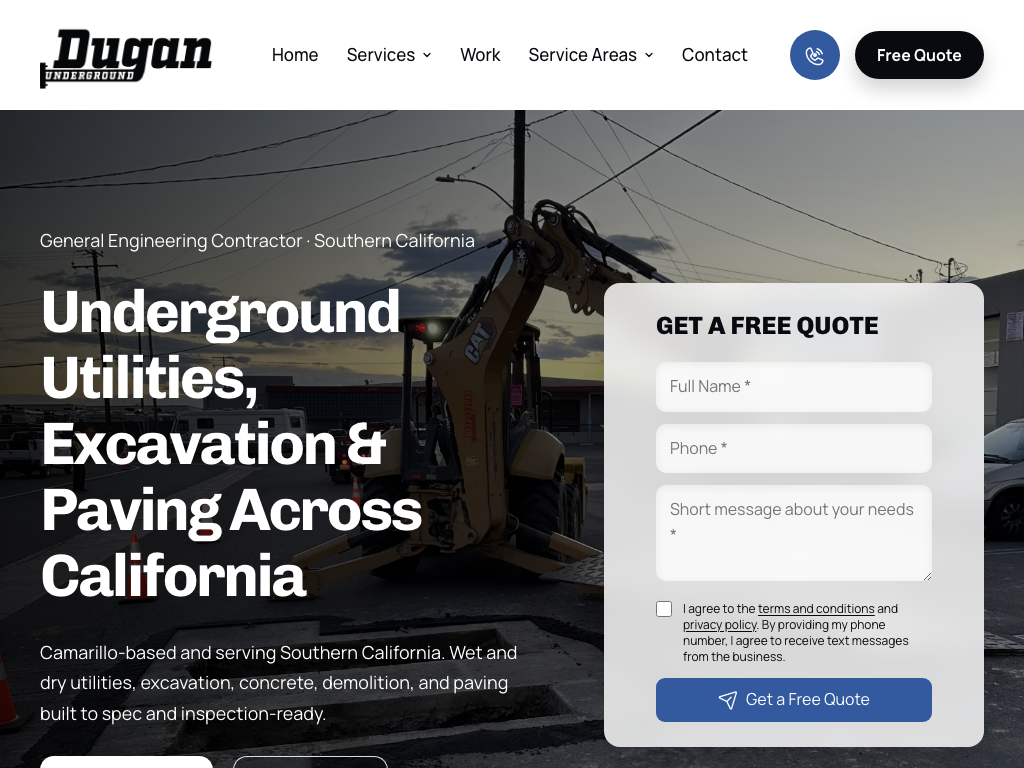 Dugan Underground website on a tablet