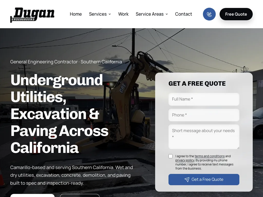 Dugan Underground website on a tablet